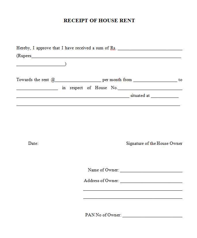 House Rent Receipt Format For Income Tax Declaration