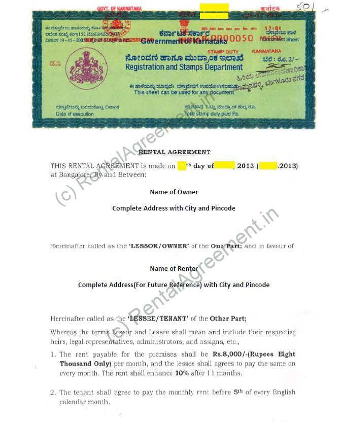 Rent Agreement Stamp Paper Format In English Preciuos Stamp