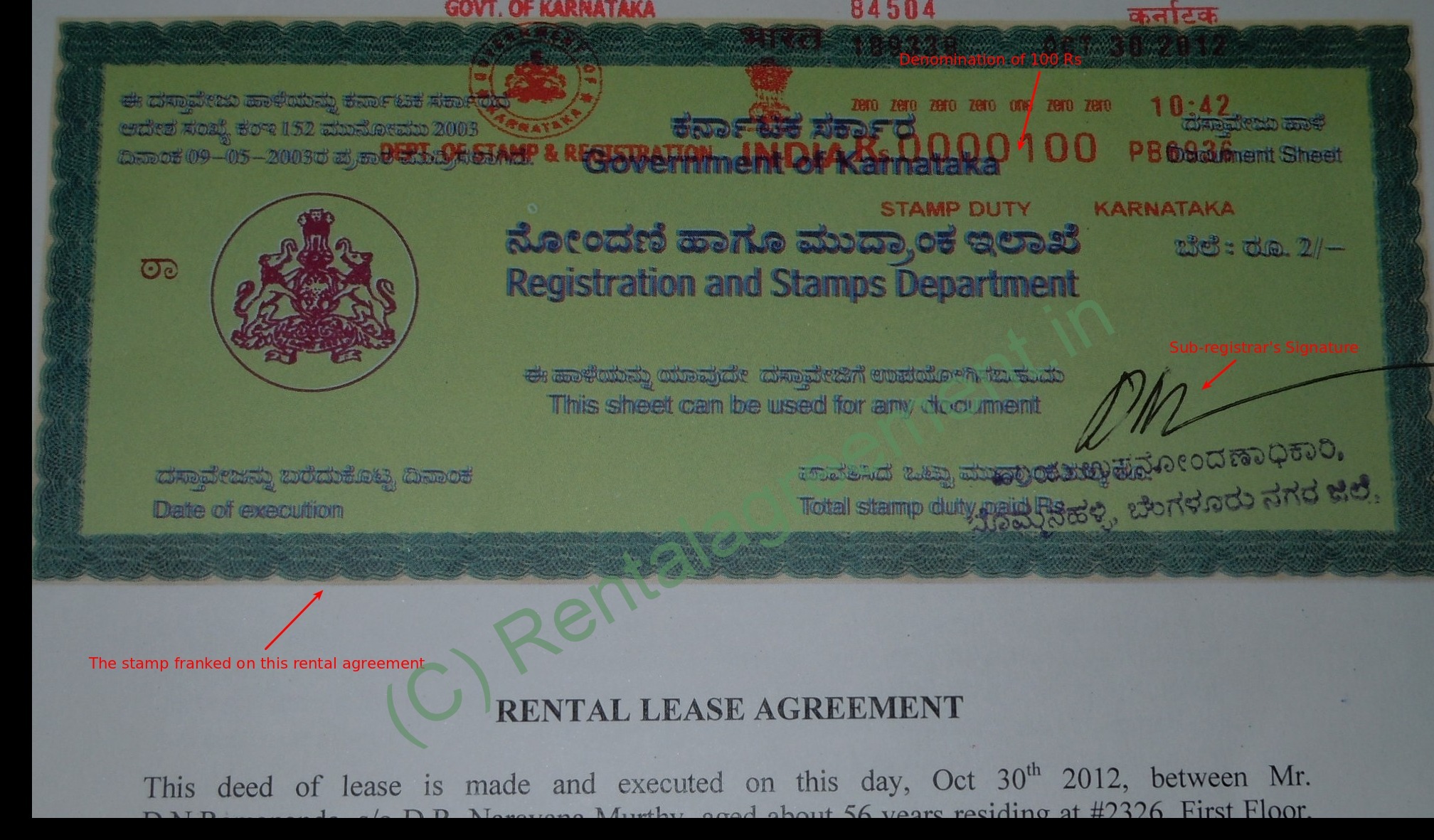 Stamp Paper Agreement Affidavit Bangalore Karnataka